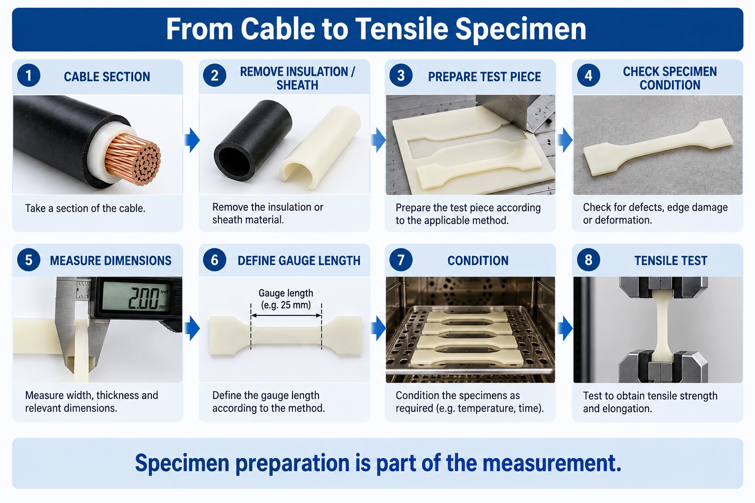IEC 60811-501 cable insulation tensile specimen preparation